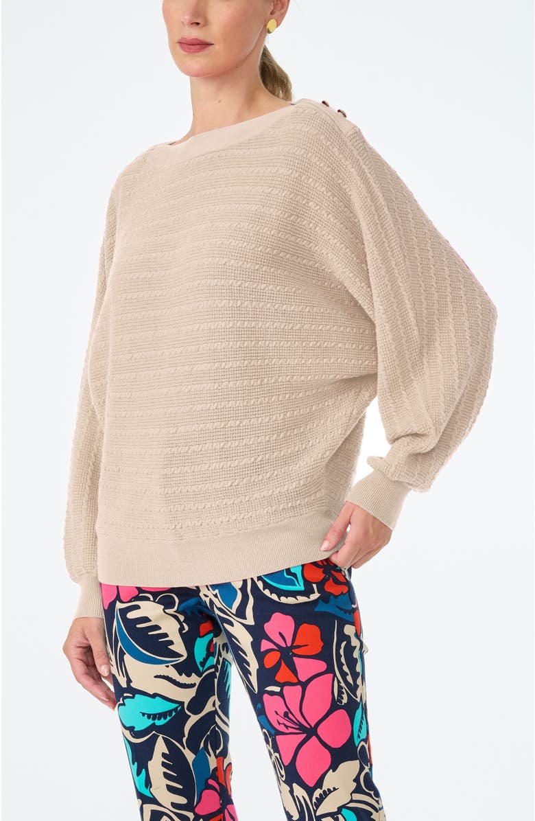 Trina Turk Ima Boatneck Relaxed Sweater, Alternate, color, Ecru