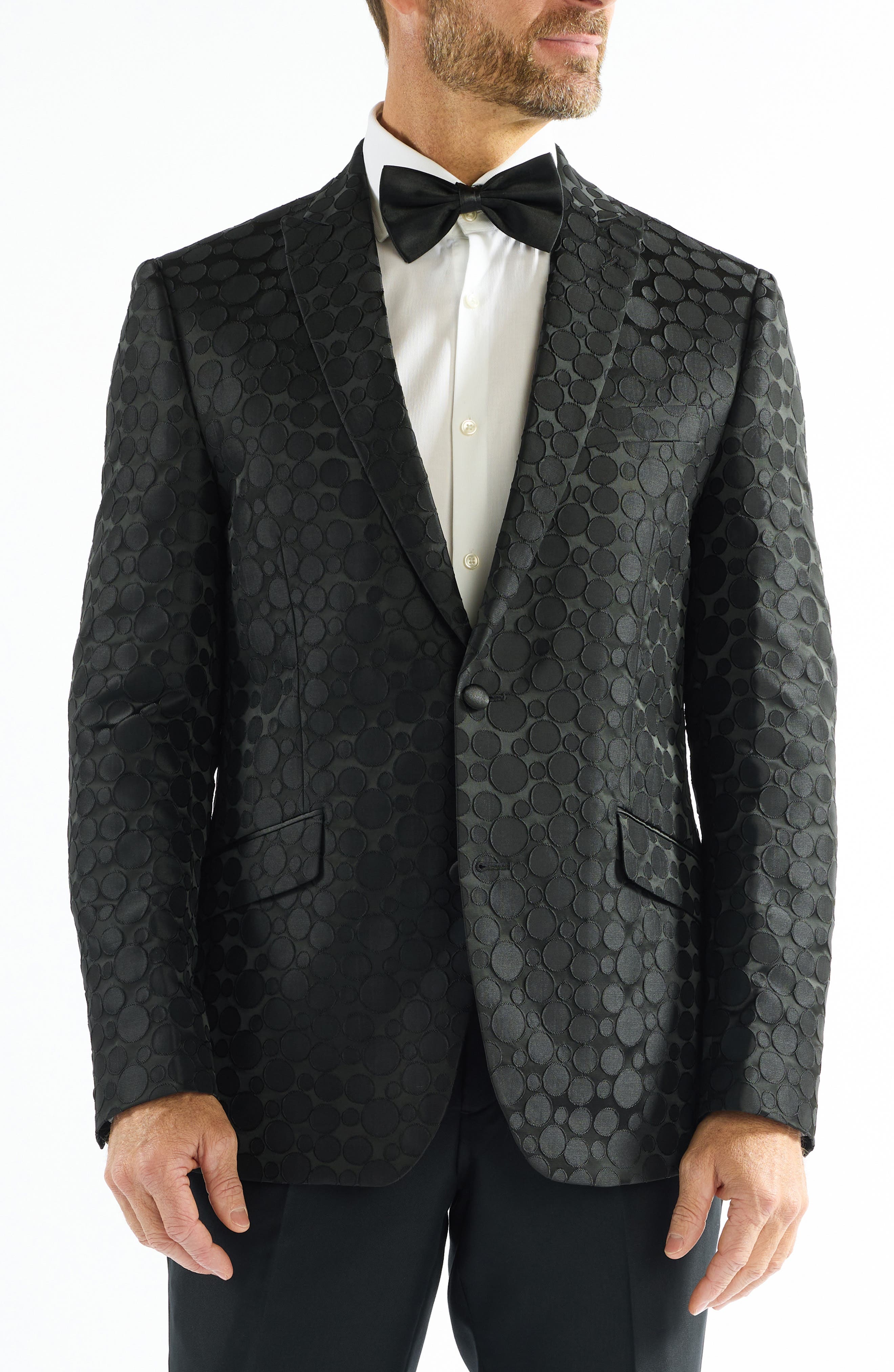 SAVILE ROW CO Dotted Jacquard Evening Jacket