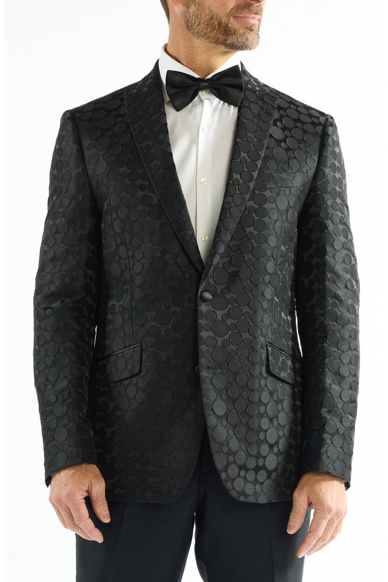 Dotted Jacquard Evening Jacket, Main, color, BLACK