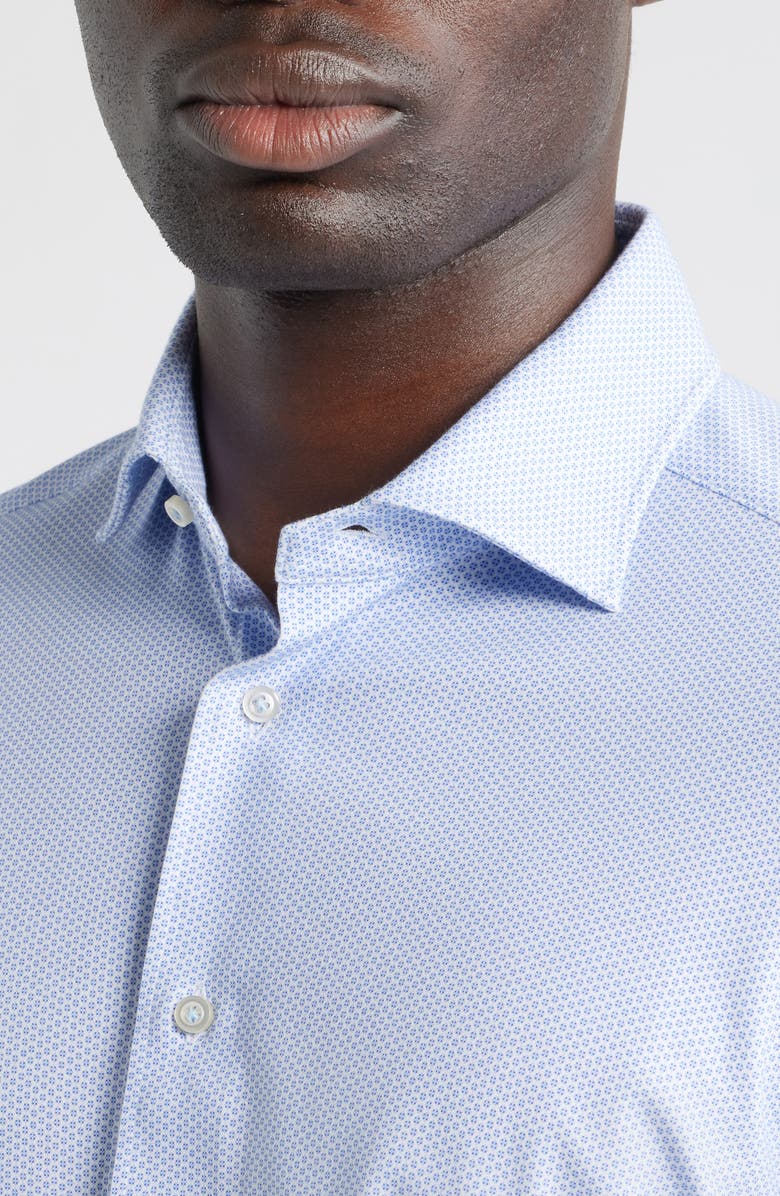 Emanuel Berg 4Flex Stretch Modern Fit Microprint Knit Dress Shirt, Alternate, color, Light Pastel Blue