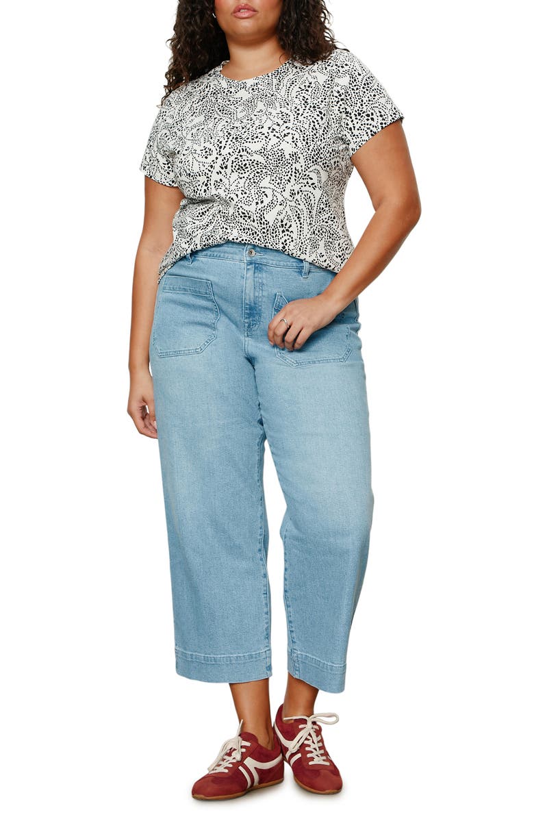 Sanctuary The Marine High Waist Patch Pocket Crop Jeans, Alternate, color, Dollface Blue