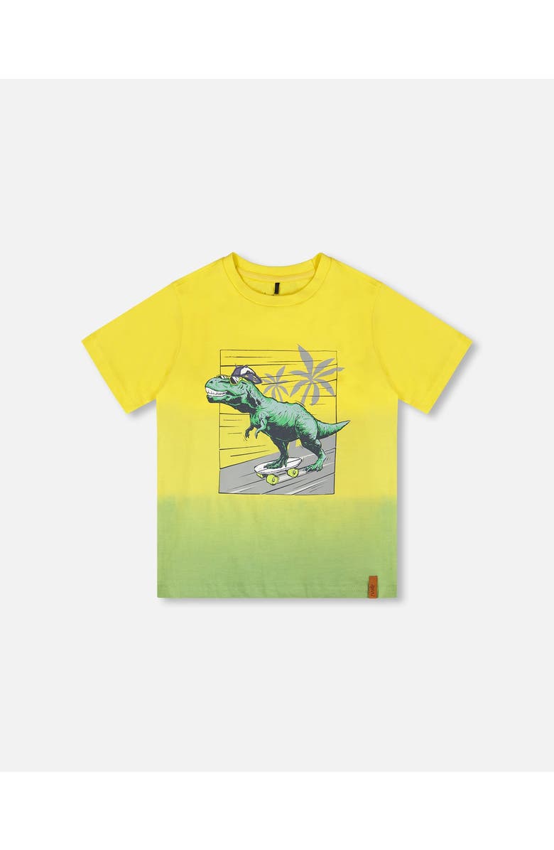 Deux par Deux Organic Cotton Jersey T-Shirt with Print, Main, color, Yellow