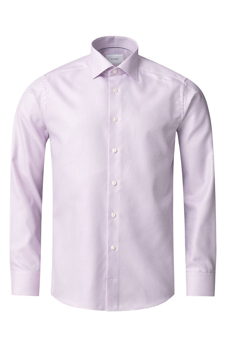 Eton Slim Fit Herringbone Dresss Shirt, Alternate, color, Medium Pink