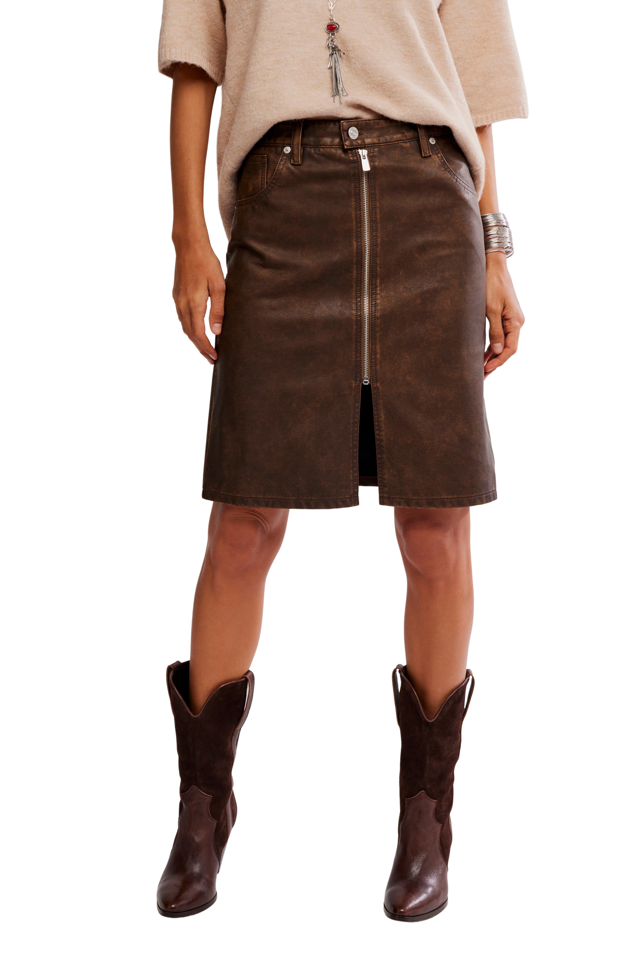 Free People Sycamore Faux Leather Skrt