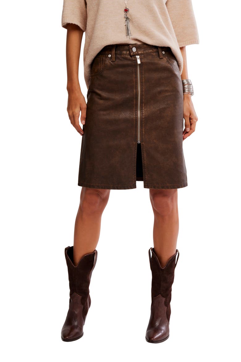 Sycamore Faux Leather Skrt, Main, color, RUSTY