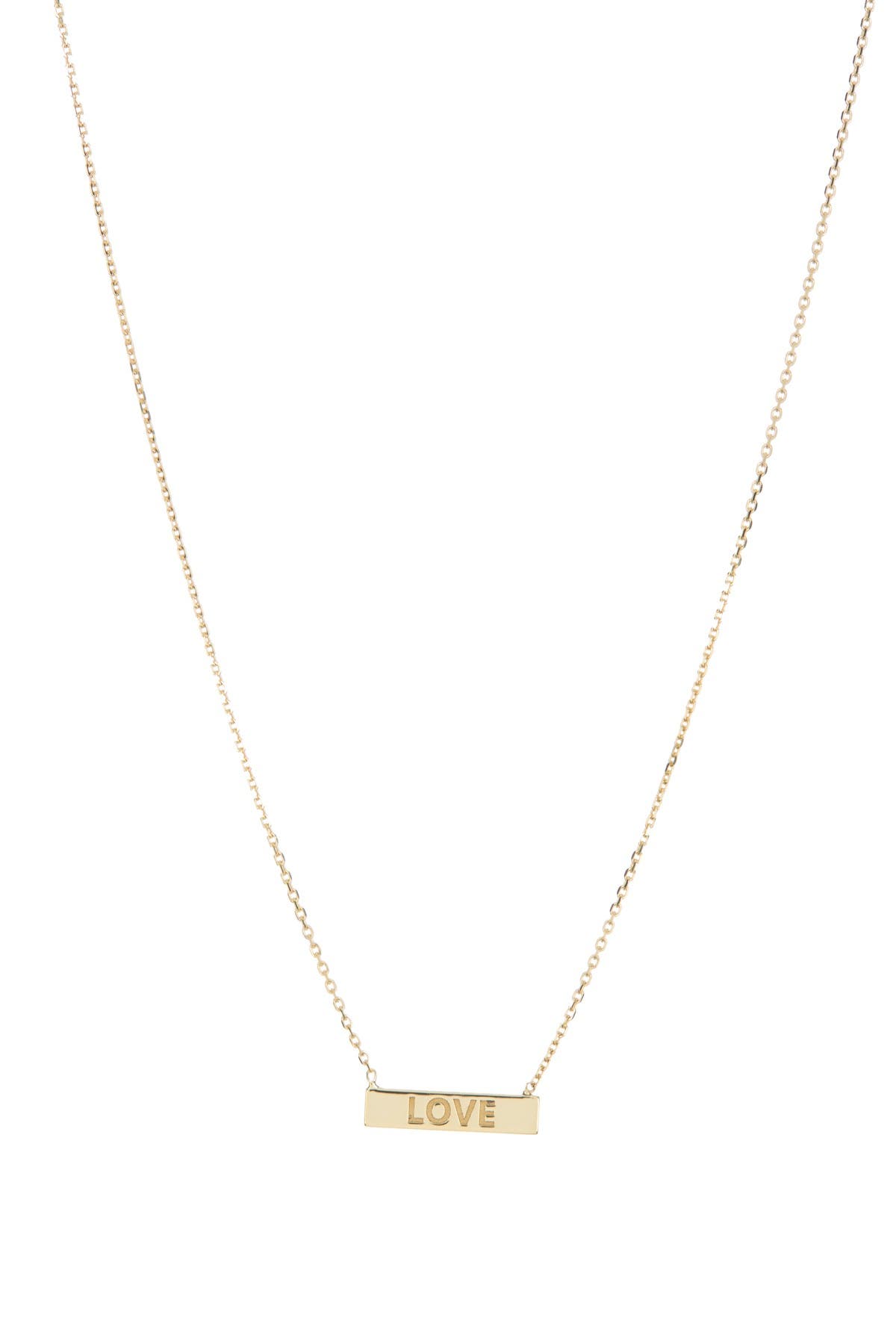 CANDELA JEWELRY 10K Yellow Gold Love Mini Bar Pendant Necklace (Men ...