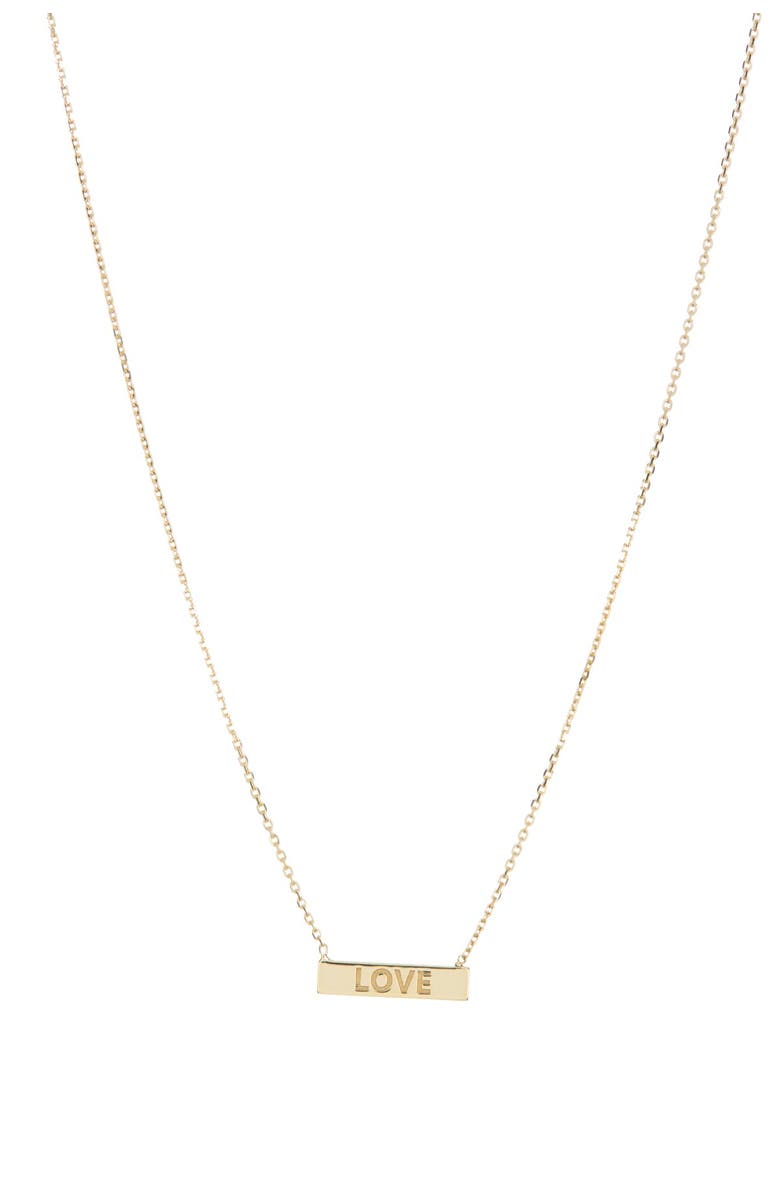 CANDELA JEWELRY 10K Yellow Gold Love Mini Bar Pendant Necklace, Main, color, Gold
