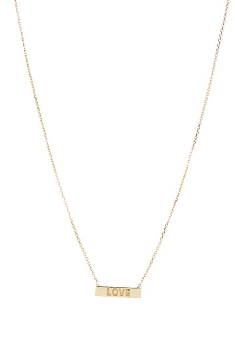 10K Yellow Gold Love Mini Bar Pendant Necklace