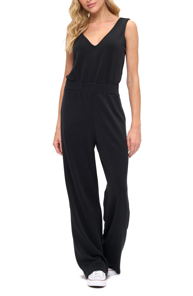 O.L. Sleeveless Scuba Knit Jumpsuit, Main, color, Black