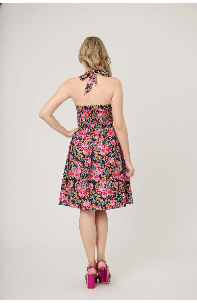 Smak Parlour Sweetheart Halter Flare Dress, Alternate, color, Pink Roses