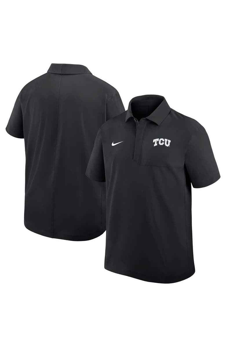 Nike Men's Nike Black TCU Horned Frogs Woven Polo, Main, color, Black
