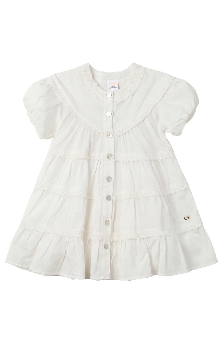 Clô Woven Dress with Lace Trim, Main, color, Off White