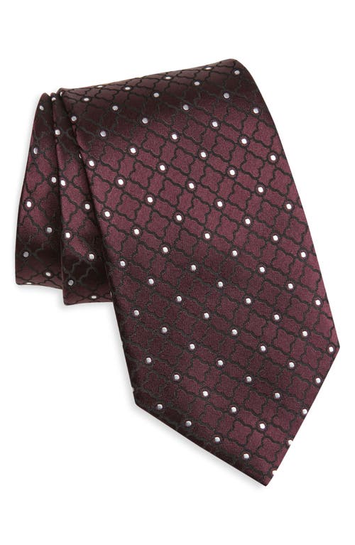 ZEGNA TIES Geometric Silk Jacquard Tie in Burgundy 