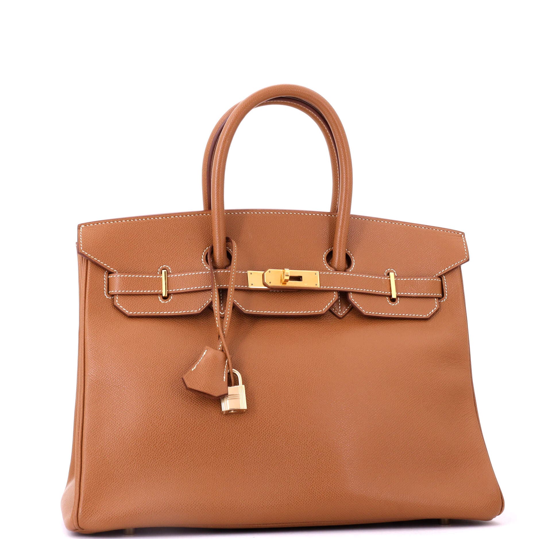 Pre-Owned Hermes Birkin Handbag Brown Veau Grain Lisse with Gold Hardware 35, Alternate, color, Gold