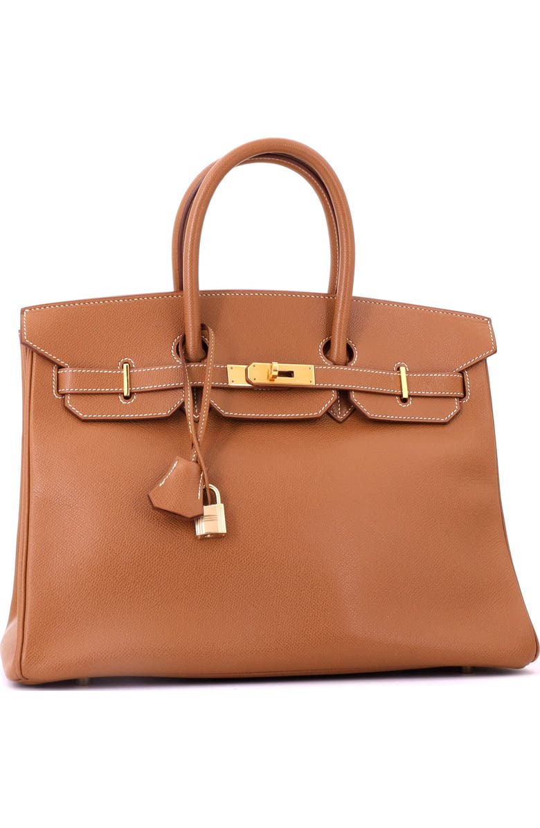 Pre-Owned Hermes Birkin Handbag Brown Veau Grain Lisse with Gold Hardware 35, Alternate, color, Gold