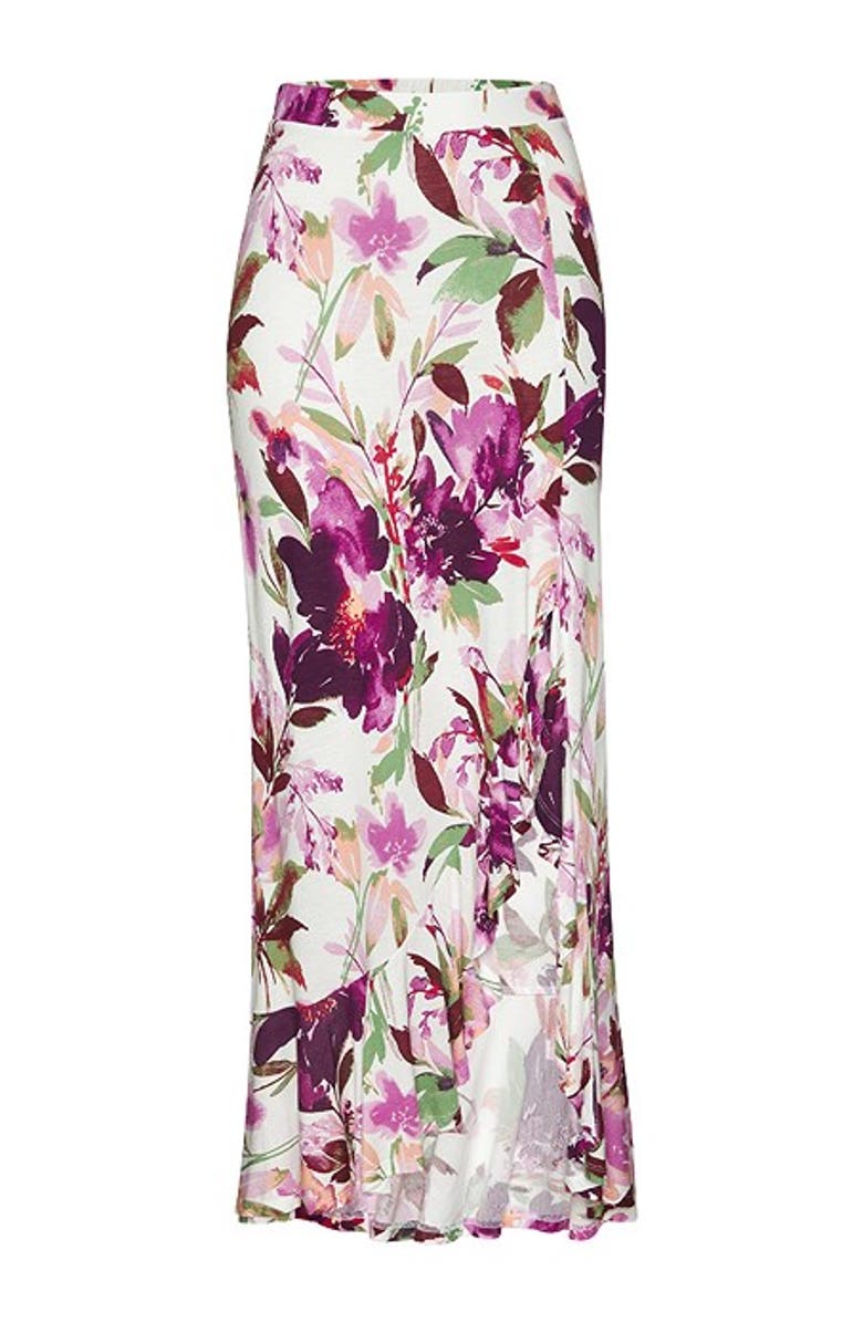 LASCANA Women's Ruffled Maxi Skirt, Alternate, color, White Printed