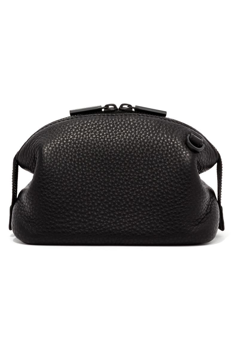 Small Lola Leather Cosmetics Pouch, Alternate, color, ONYX