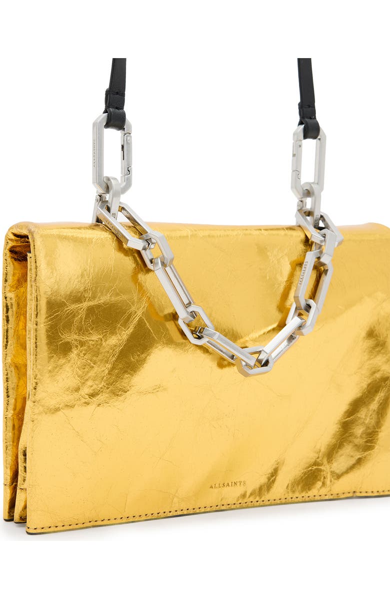 AllSaints Yua Leather Clutch, Alternate, color, Warm Gold