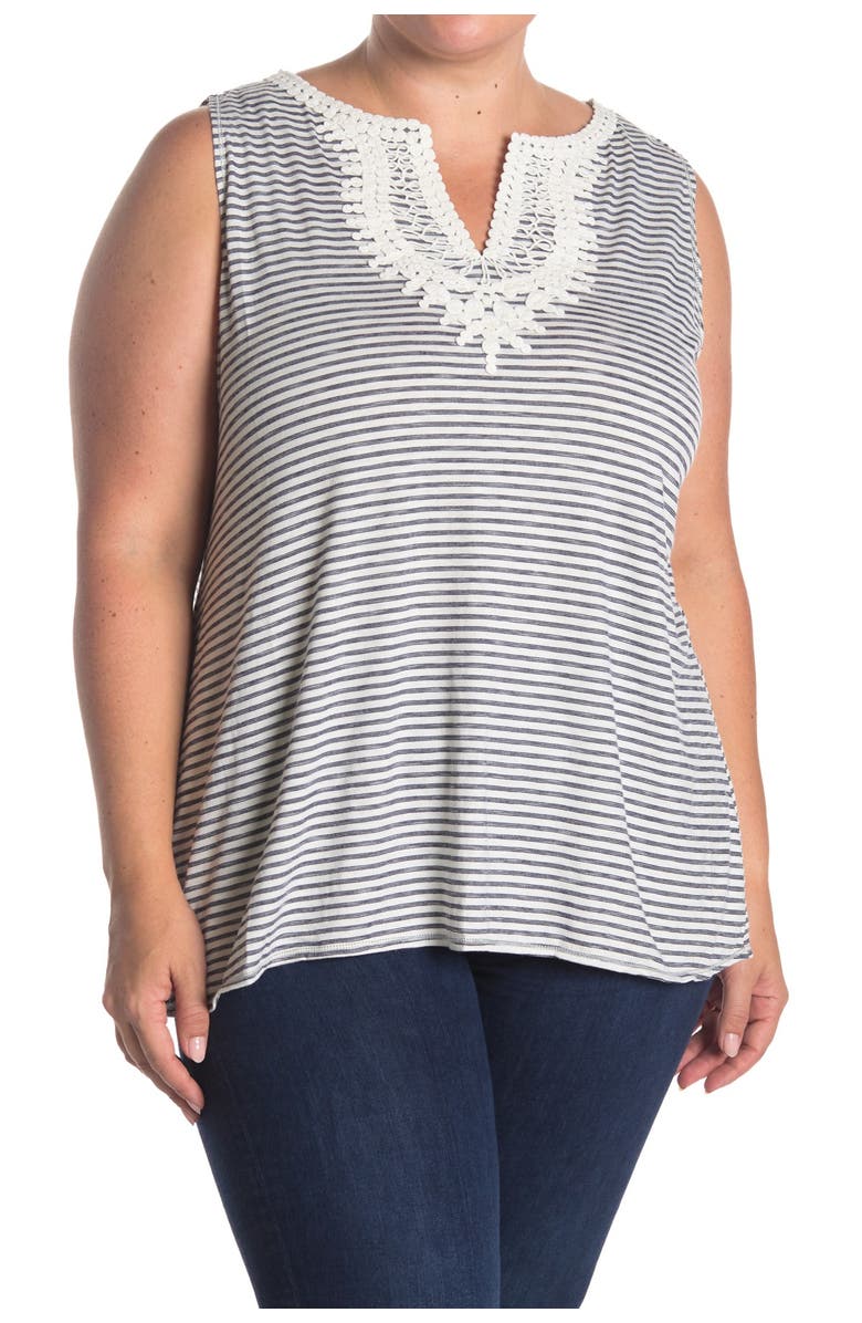 MAX STUDIO Crochet Trim Sleeveless Top, Main, color, 