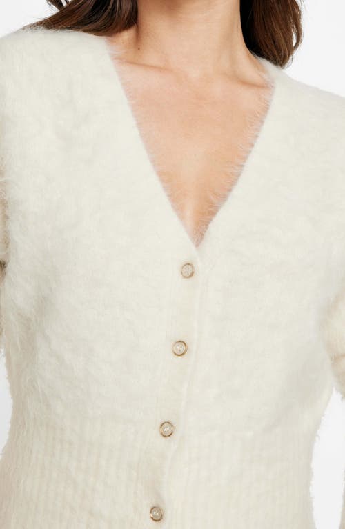 Marciano Agnes Fuzzy Alpaca Blend Cardigan In Brown