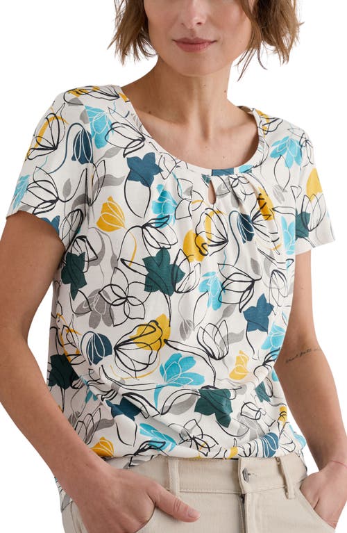 Seasalt Cornwall Appletree Keyhole T-Shirt in Linear Shadows Chalk  product