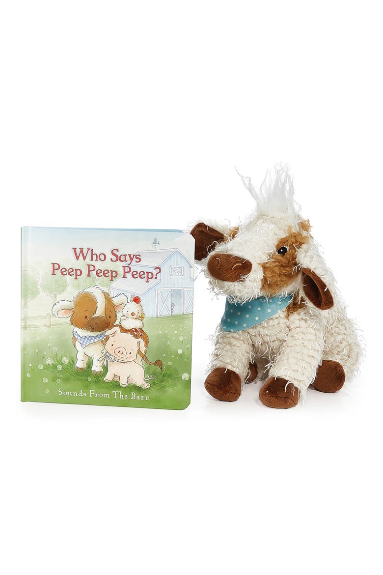 Moo Moo Cow's Board Book & Plush Cow Gift Set, Main, color, BROWN