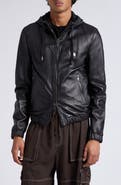 Dolce&Gabbana Logo Plaque Leather Hooded Blouson Jacket