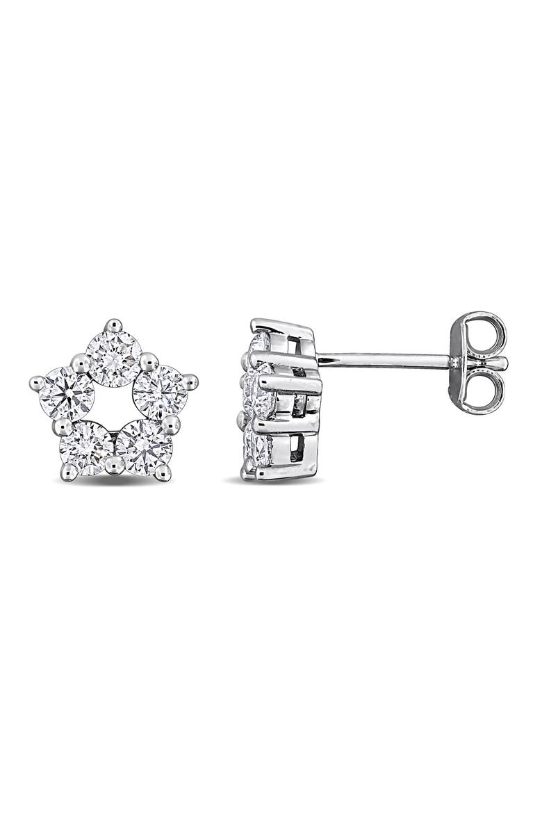 Sterling Silver Lab Grown Diamond Star Stud Earrings, Main, color, WHITE