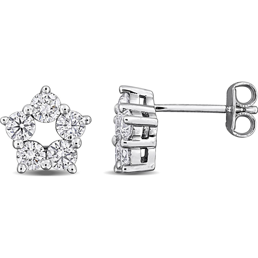 Created Forever Sterling Silver Lab Grown Diamond Star Stud Earrings In Silver