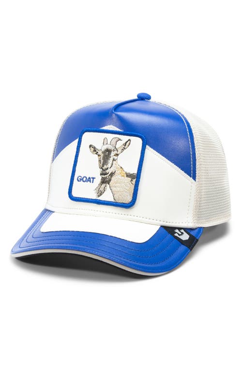 Goorin Bros. Moto Goat Faux Leather Trucker Hat in Blue 