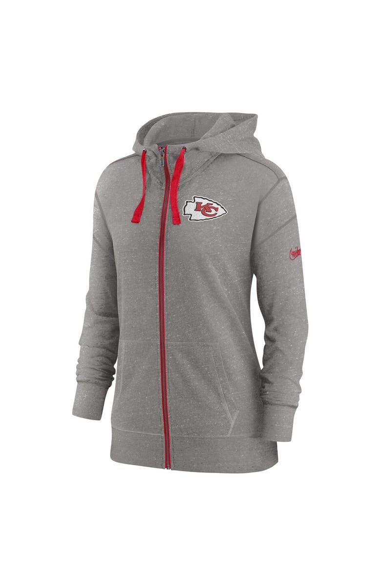 Nike Women's Nike Heather Charcoal Kansas City Chiefs Gym Vintage Full-Zip Hoodie, Alternate, color, 