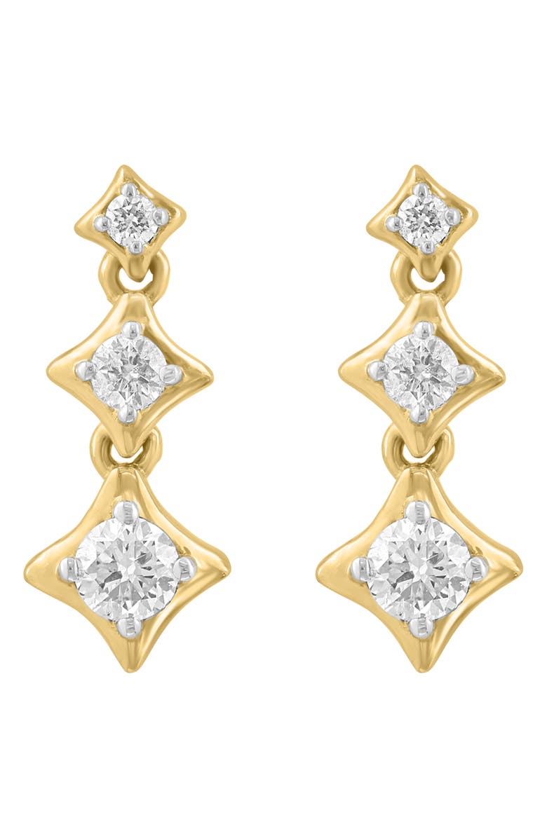 EFFY 14K Gold Plated Sterling Silver Diamond Drop Earrings, Main, color, Gold