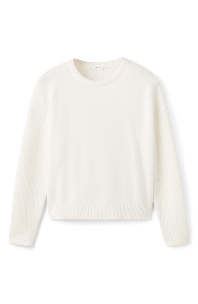 MANGO TEEN Crewneck Crop Sweater, Alternate, color, White