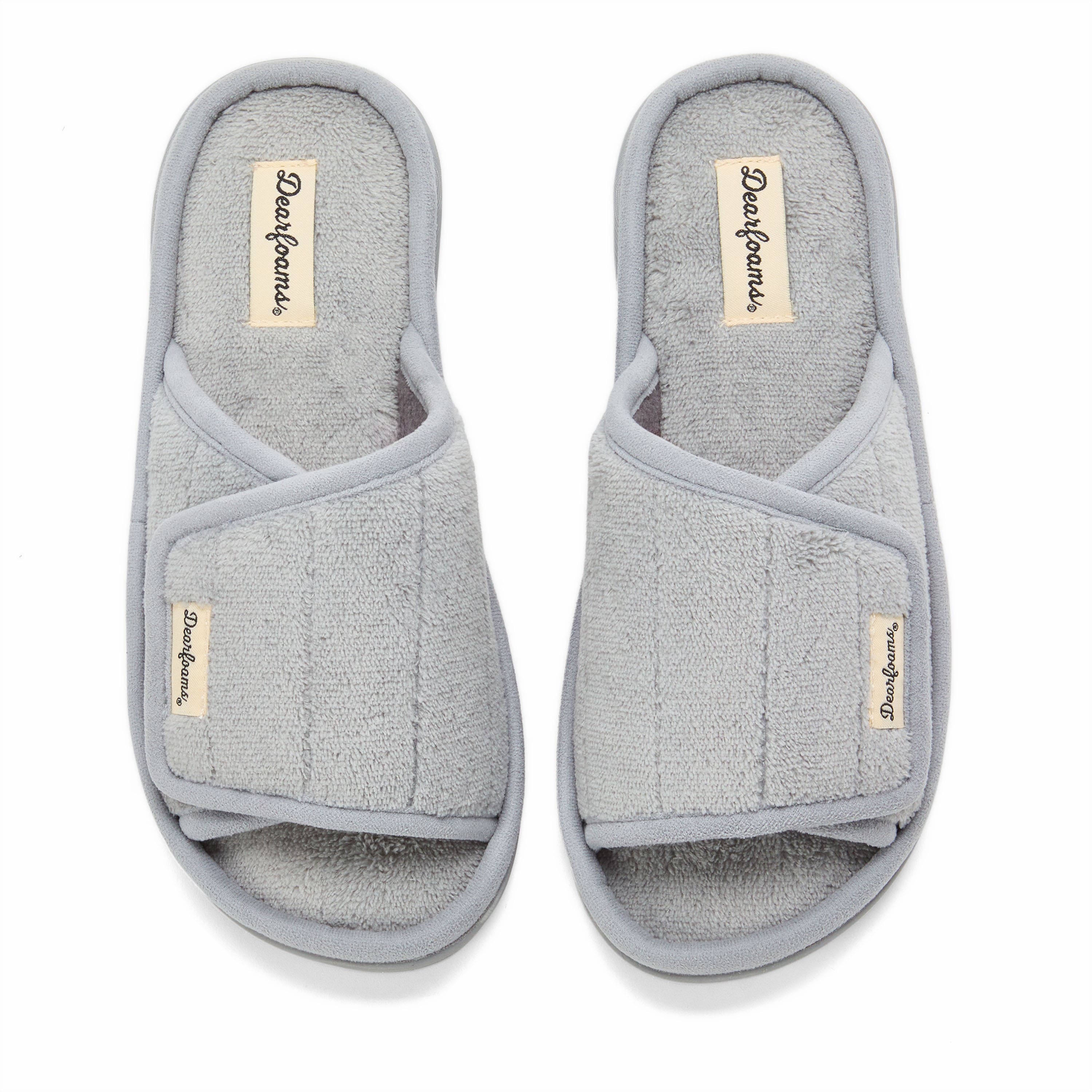 DEARFOAMS Mickey Terry Adjustable Shower Slide Slipper, Alternate, color, Sleet