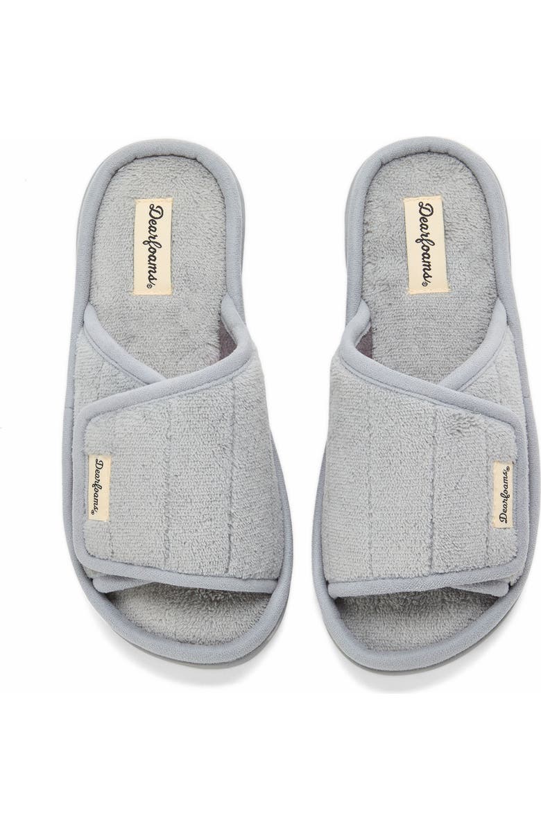 DEARFOAMS Mickey Terry Adjustable Shower Slide Slipper, Alternate, color, Sleet