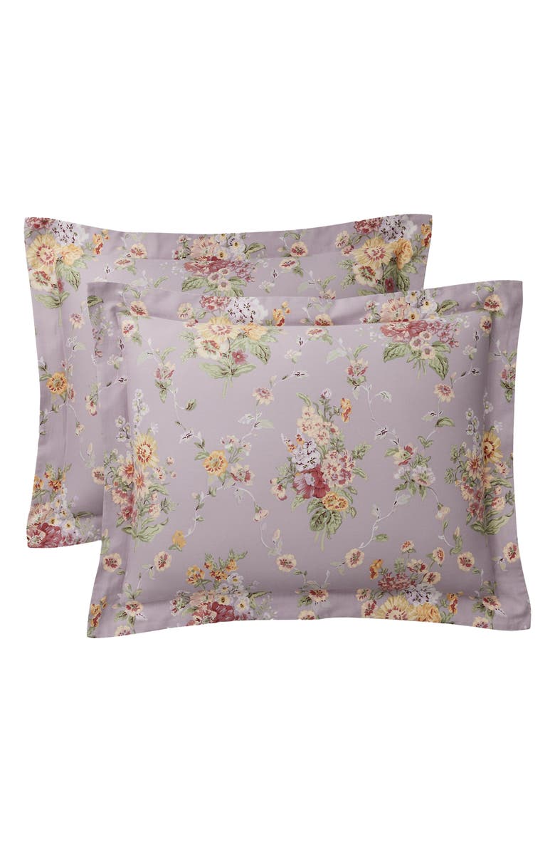Lauren Ralph Lauren Selina Floral & Stripe Reversible Sateen Duvet Cover & Sham Set, Alternate, color, Lavendar Multi