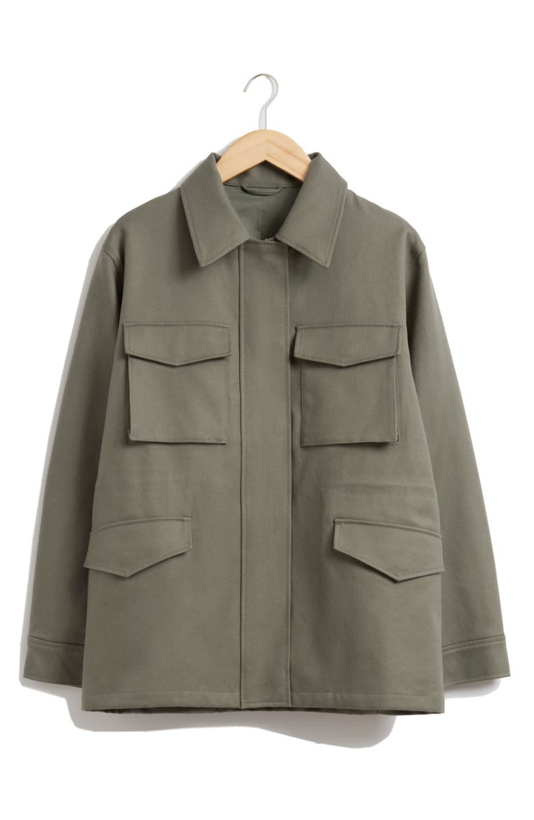 & Other Stories Collared Cotton Jacket, Alternate, color, Khaki
