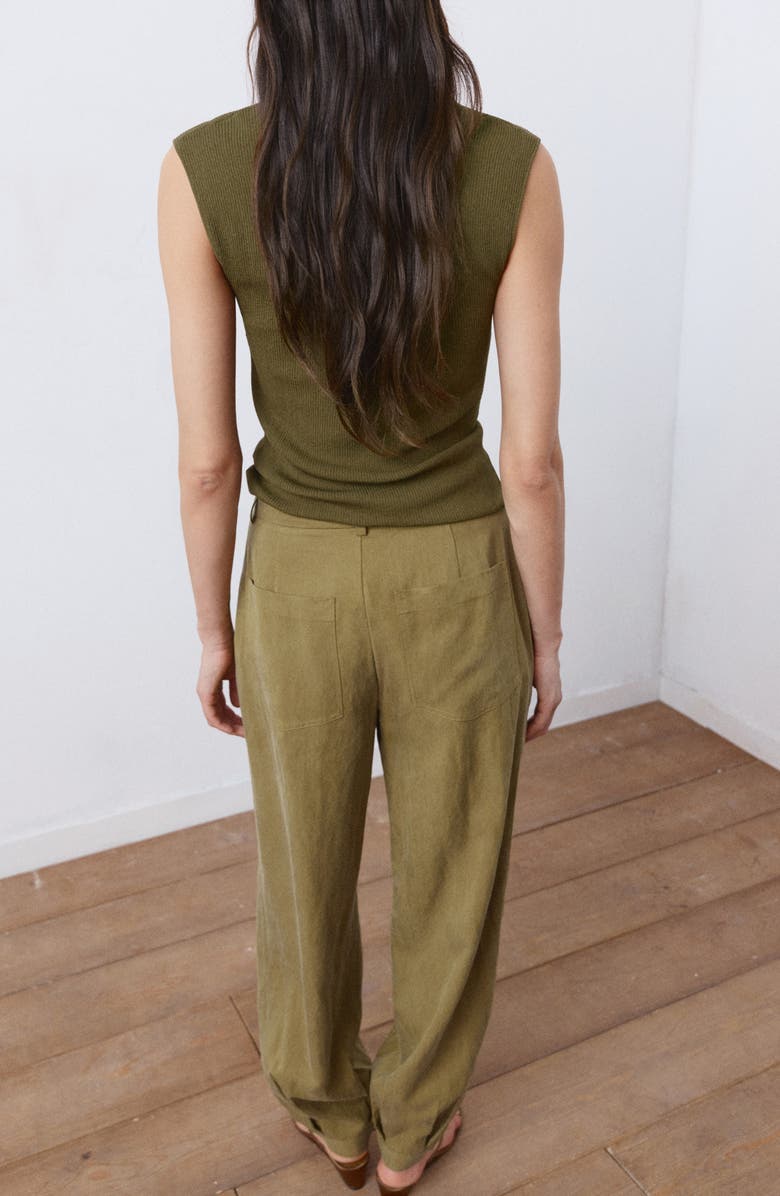 MANGO Cutout Rib Top, Alternate, color, Khaki Green