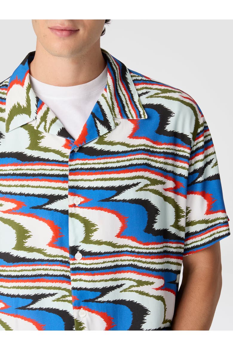 Bowling Shirt In Viscose With Flame Print, Alternate, color, Multicoloured