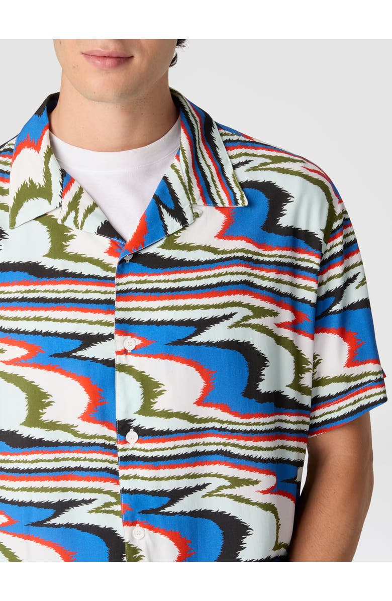 UM Bowling Shirt In Viscose With Flame Print, Alternate, color, Multicoloured