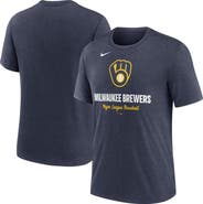 Nike Men's Nike Heather Navy Milwaukee Brewers Logo Tri-Blend T-Shirt