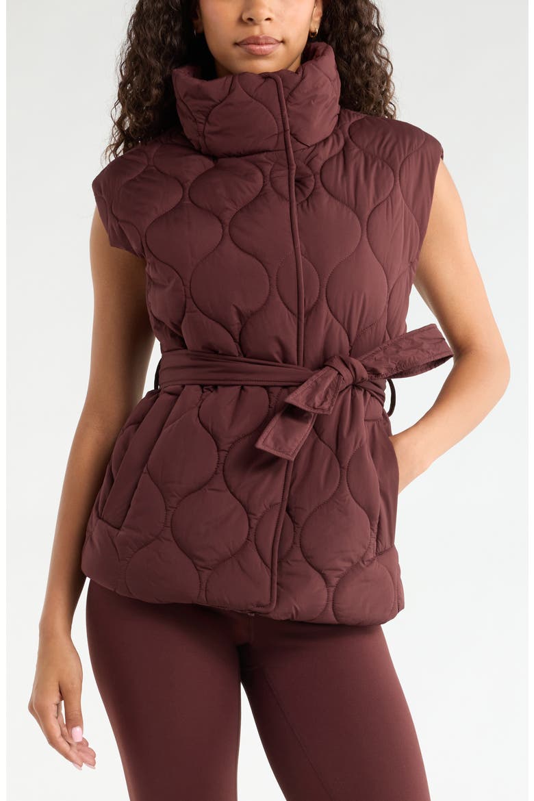 Skyline Belted Puffer Vest, Alternate, color, BROWN RISTRETTO