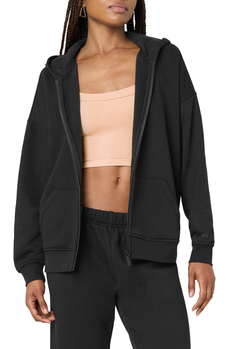 Florence by Mills Cozy Crush Oversize Zip Hoodie, Main, color, Black