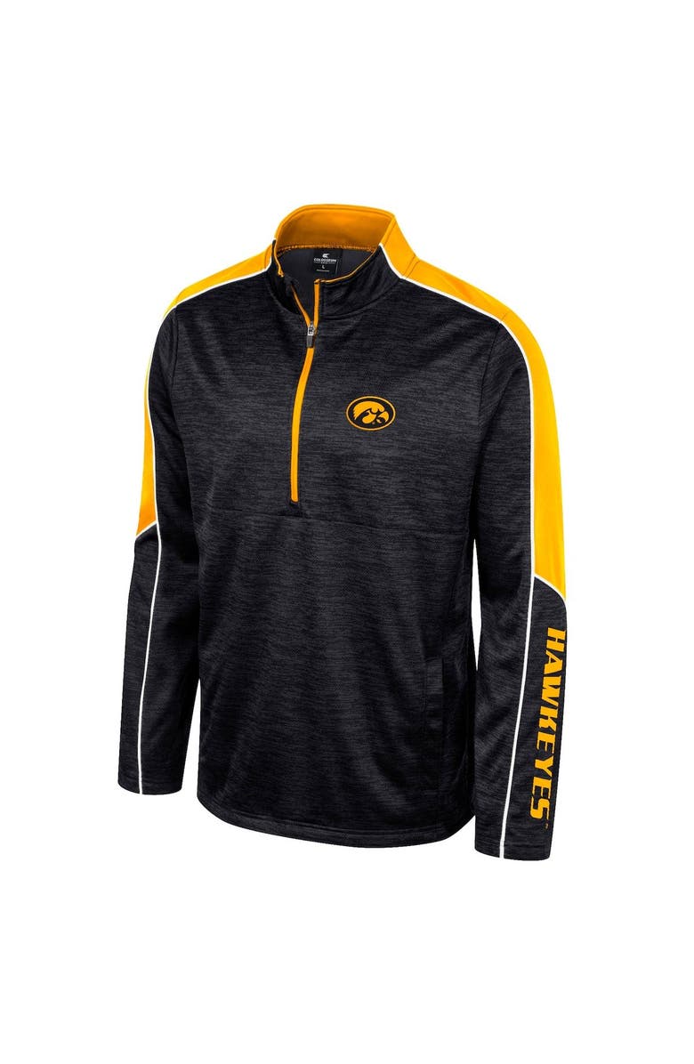 COLOSSEUM Men's Colosseum Black Iowa Hawkeyes Marled Half-Zip Jacket, Alternate, color, Black