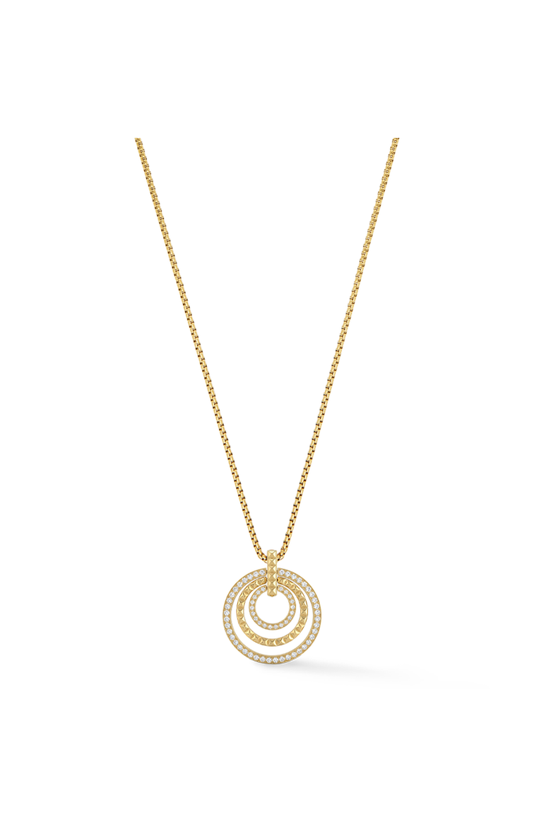 Necklace Circle Trio Crystal, Alternate, color, Gold