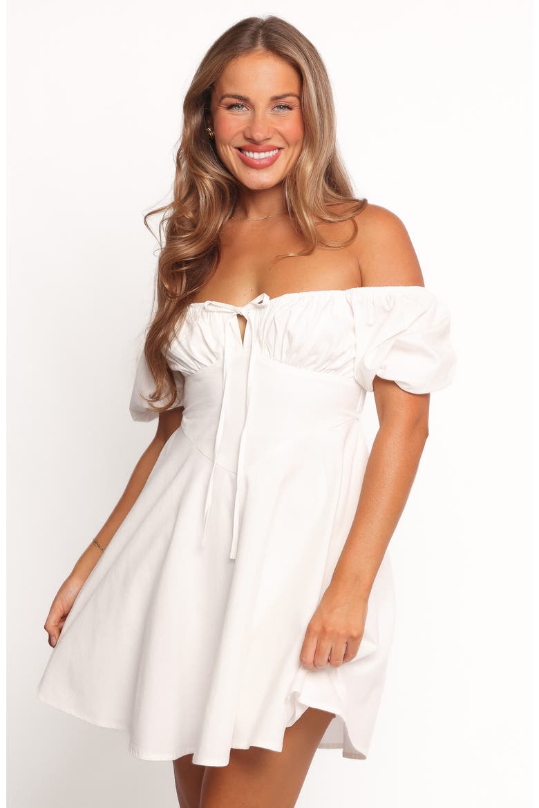 Eliska Puff Sleeve Minidress, Alternate, color, WHITE