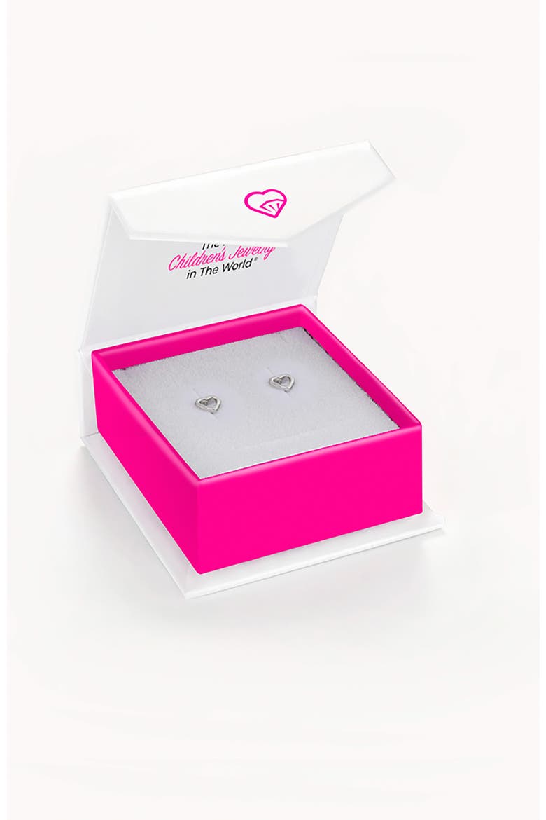 14k Tiny Heart Earrings, Alternate, color, Silver