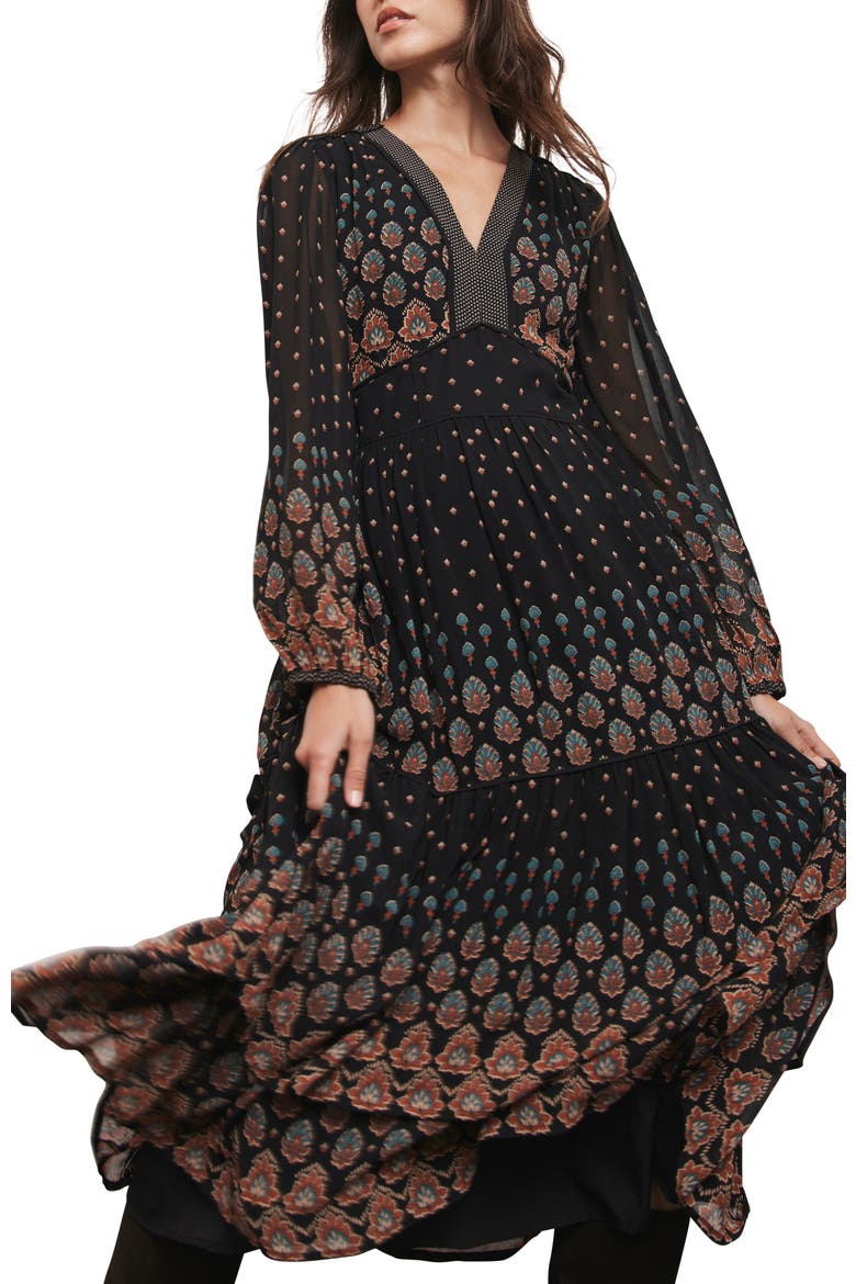 Boho Print Maxi Dress, Main, color, Black