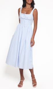 Petal & Pup Kinslee Corset Cotton Blend Midi Dress
