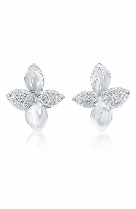 SUZY LEVIAN Flower Petal Cubic Zirconia Stud Earrings